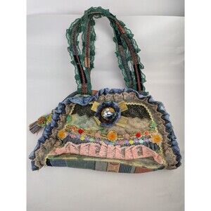 Vintage Malina Patchwork Handbag Tapestry Lace Brocade Boho Victorian Purse Rare